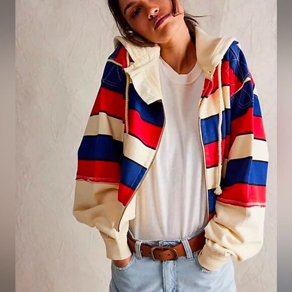 Free People Tops - Free People We the Free Ry Zip Through Hoodie in Americana Combo NWOT